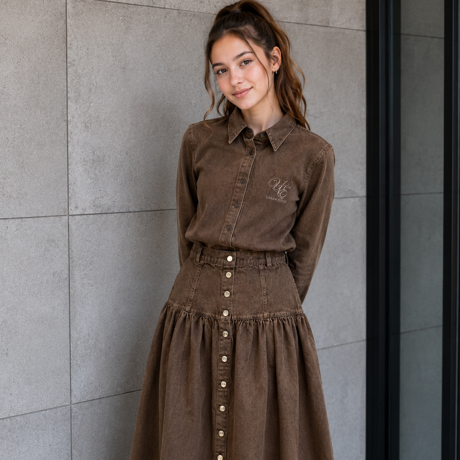 brown denim dress urban Edge Shirt lace mermaid wedding dress B Darlin Women's Blue Size:Women's 8 Womens Harper Belted Denim