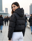 Scotch Bonnet Cropped Black Teen Coat Without Hood