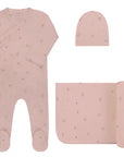 Ely's And Co Pink Printed Floral Footie Set