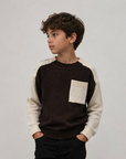 Blumint Diagonal Two Tone Pocket Detail Mock Neck Sweater