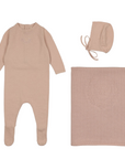 Peluche Bebe Pink Knit Footie Set