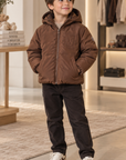 No21 Brown Puffer Hooded Jacket