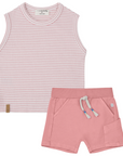 One + In The Family Pink Striped Tank Set