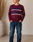 Lanvin Crimson Grosgrain Embroidered Sweater