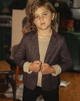 Mann Brown Suede Detail Wool Blazer