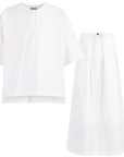 TNTRM White Seersucker Pleat Skirt Set