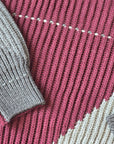 Mann Burgundy And Grey Blocked Sweater