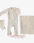 Lilette Cream\Pink Printed Wrapover Footie Set