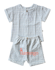 One + In The Family Blue Checked Shorts Set