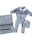 Looms Fair Isle Blue Footie Set