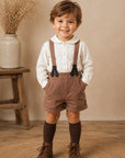 Little Tempest Beige Boys Suspender Short Set