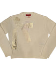 Max And Co Ivory Knit Sweater With Metallic Bow