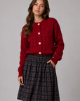 Tangerine Wool Checked Midi Skirt