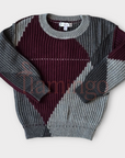 Mann Burgundy And Grey Blocked Sweater