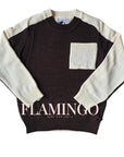 Blumint Diagonal Two Tone Pocket Detail Mock Neck Sweater