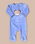Coton Pompom Forever Blue Teddy Footie
