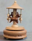 Flamingo Baby Wooden Carousel Music Box