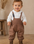Little Tempest Beige Baby Boys Halter Romper With Shirt