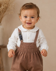 Little Tempest Beige Baby Boys Halter Romper With Shirt