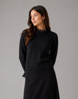 Hev And Bloom Black Lace Neck Knit Top