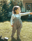 Calla Lili Taupe Baby Girl Overall With Pocket