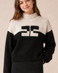 Elisabetta Franchi Two Tone Sweater With Double Logo