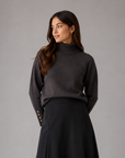 Hev And Bloom Brown Turtleneck With Sleeve Buttons