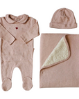 Bebe Organic Blush Heart Collar Footie Set