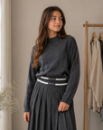 Trussardi Grey Logo Waist Skirt