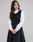 La Nina Tie Black Jumper & Logo Pleat Shirt