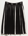 Twinset Black/Off White Pleated Knit Skirt