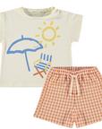 Baby Clic Checked Rust Shorts Set