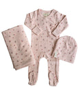 Ely's And Co Pink Printed Floral Footie Set