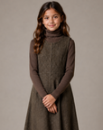 Sweet Threads Frayed Hem Tweed Pinafore Jumper