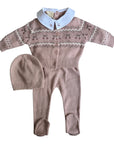 Looms Fair Isle Mauve Cardigan Footie + Hat