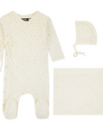 Noggi Dot Pattern Velour Wrap Footie Set