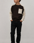 Blumint Diagonal Two Tone Pocket Detail Mock Neck Sweater