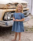 Pouf Denim Short Sleeve Dress