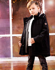 Denali Classic Black Multi Check Hooded Wool Coat