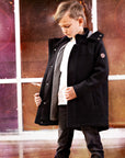 Denali Classic Black Multi Check Hooded Wool Coat