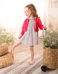 Pompomme Blue Printed Smocked Dress