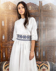 Hev And Bloom White Embroidered Waist Dress