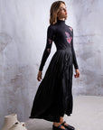 Hev And Bloom Black Silk Wrap Pleat Skirt