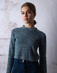 Hev And Bloom Teal Crop Marled Knit Turtleneck