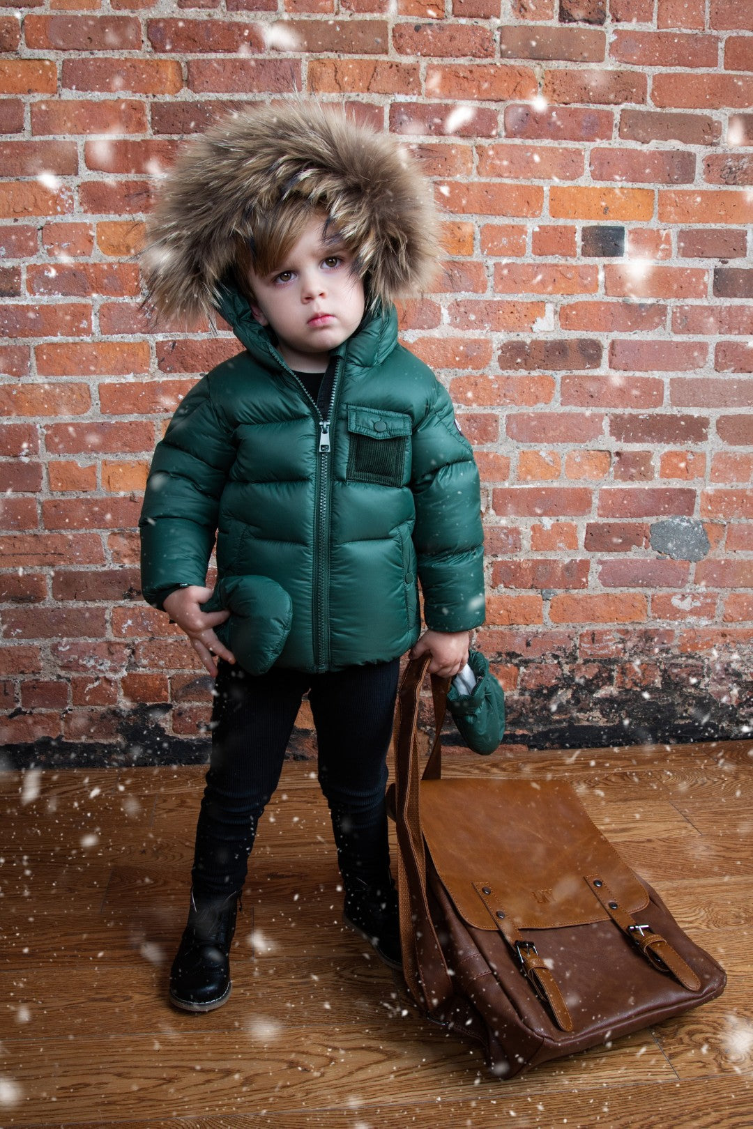 Ellabee Green Natural Racoon Fur Coat