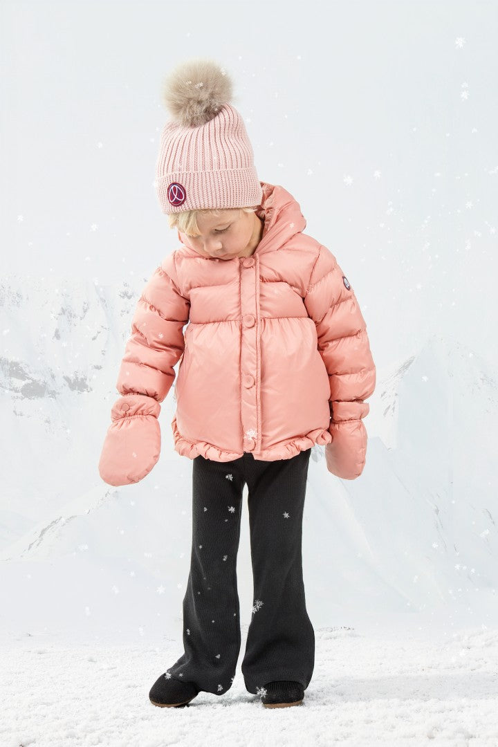 Ellabee Salmon Pink Flore Fur Down Jacket