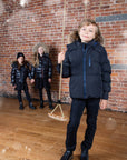 Ellabee Black With Blue Zipper And Lining Racoon Fur Coat
