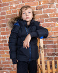 Ellabee Black With Blue Zipper And Lining Racoon Fur Coat