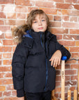 Ellabee Black With Blue Zipper And Lining Racoon Fur Coat