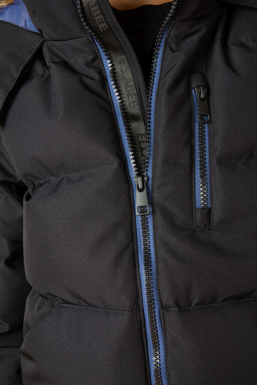 Ellabee Black With Blue Zipper And Lining Racoon Fur Coat